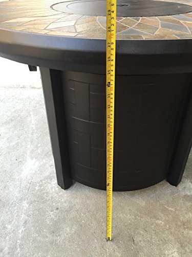 Pebble Lane Living Exclusive Natural Slate Top Outdoor Fire Pit With Metal Cover & 50,000 Btu Burner, Rust Resistant Powder Coating, Lava Rocks Included, Sleek Bronze Frame, 42" W X 27.5" H #TOP5