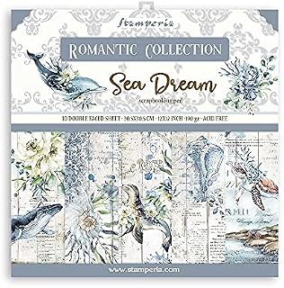 STAMPERIA INTERNATIONAL, KFT Stamperia-Scrapbooking Pad-Romantic Sea Dream, Multicoloured, 12 x 12 inches