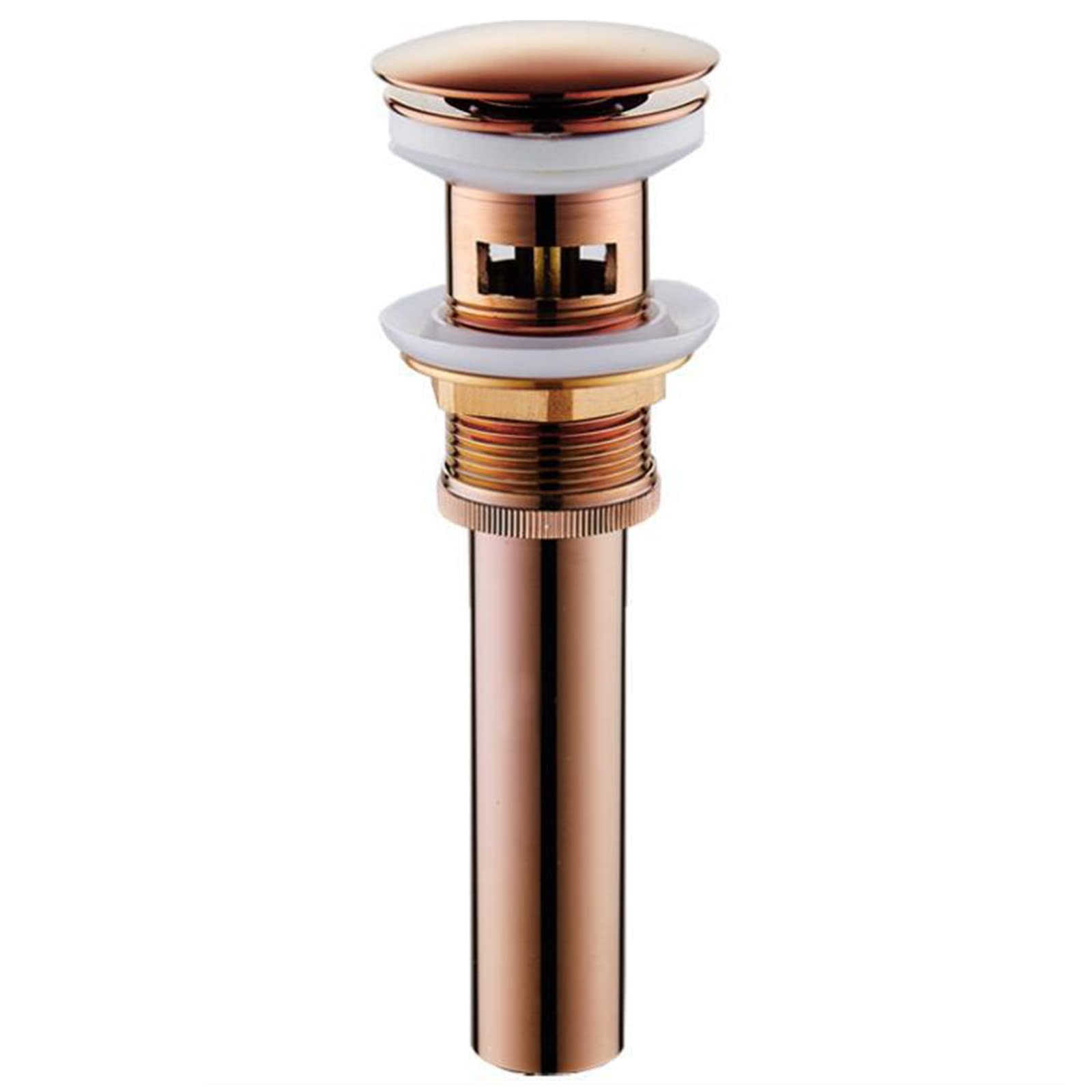 Scarico a Pulsante for lavandino del Bagno Scarico for lavabo Pop-up con troppopieno Scarico for lavabo in Ottone, Rosa(Rose Gold a)