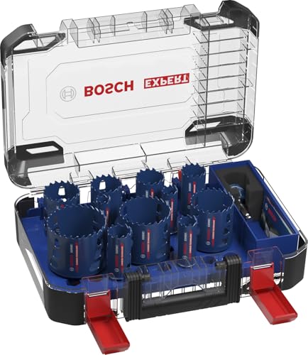 Bosch 14x EXPERT Multi Material PC Plus Universal Lochsäge-Set (für Holz mit Metall Ziegelstein Ø 20-76 mm Professional Zubehör Bohrmaschine)