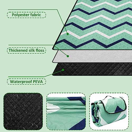 GVTOCLD Handle Outdoor Picnic Blanket Carry, 78.7X 59in Large Outdoor Beach Blanket, 3 Layer Compact Beach Blanket, Portable Waterproof Sandproof Picnic Mat for Travel Camping Hiking Park Lawn