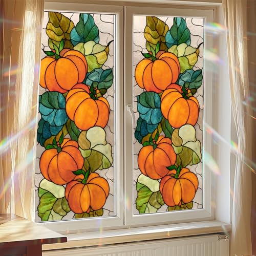HOMETITUTE Película para ventana con hojas y calabazas 17.7x39.3 in miniatura 7