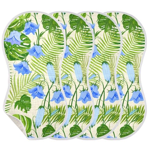 Leaves Bluebells Natural Beige Burp Cloths for Babies Burp Rag Cotton Spit Up Rag for Girls Babies3
