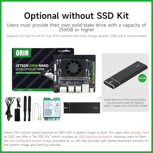 Image of Yahboom Jetson Orin Nano Super 4GB RAM Development Board Kit, 34TOPS, with 48W Power Supply, Wireless Network Card, Enclosure