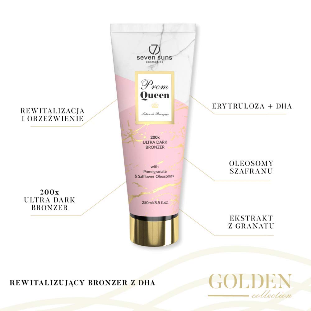 7 Suns Cosmetics Queen Ultra Dark Bronzer Golden Edition, Creme, Dunkel, gold, intensive Hydratation und Nährstoffversorgung, beruhigende und weiche Wirkung, mit antibakteriellen Eigenschaften