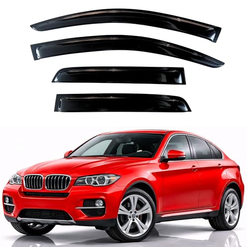 Image of KPY Rain Guards Fit for 2008-2014 BMW X6, Out-Channel Window Visors Vent Wind Deflectors 4PC, Car Accessories for 08-14 BMW X6