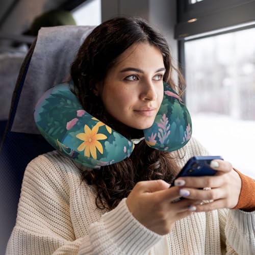 Almohada U de espuma viscoelástica para viaje miniatura 5