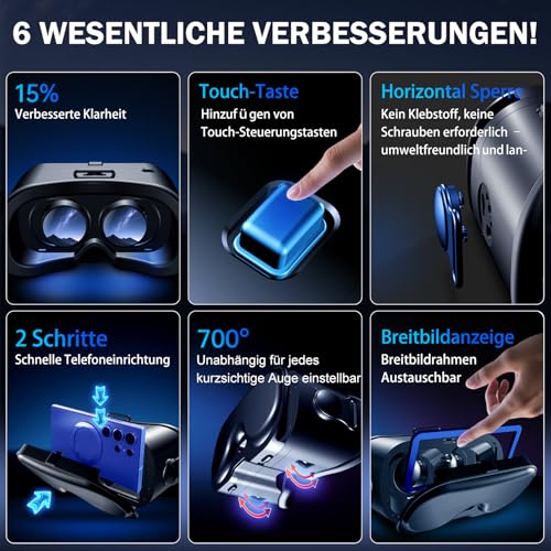 Lunettes de réalité virtuelle pour téléphone portable avec contrôleur, lunettes 3D réglables, compatibles avec les filtres de lumière bleue et lentilles HD, pour jeux mobiles et films – vue 2