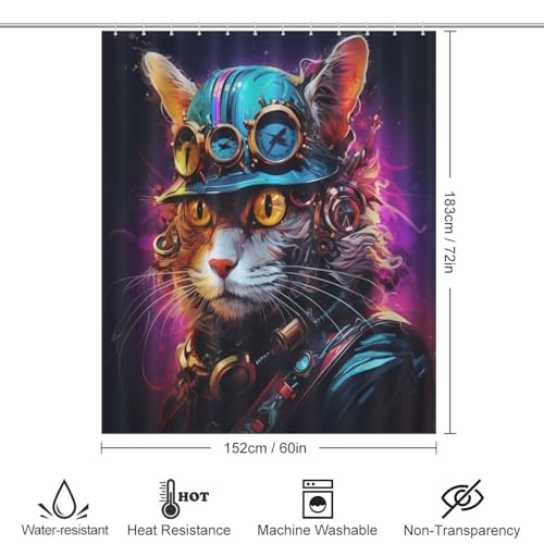 Rideau de douche de qualité supérieure en tissu lavable chat mignon