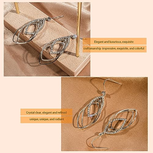 Sterling Silver Teardrop Dangle Earrings for Women,14k Gold Plated Double Linear Drop Hoop Diamonds Earrings2