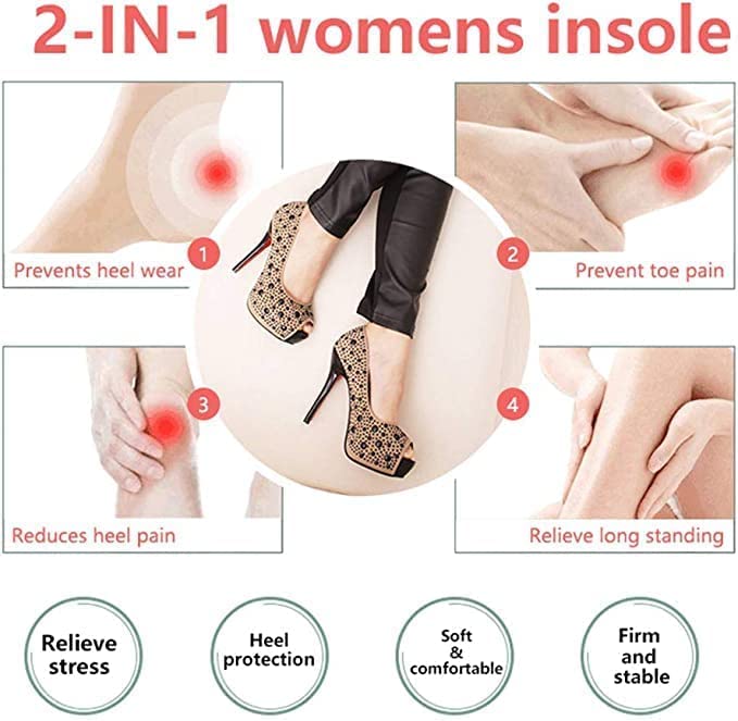 Image of Heel Cushion Inserts for Women - Soft Sponge Shoe Pads for Loose Shoes, Arch & Metatarsal Pain Relief, Comfort Insoles for High Heels (Fits Women 4.5-9.5, Beige)
