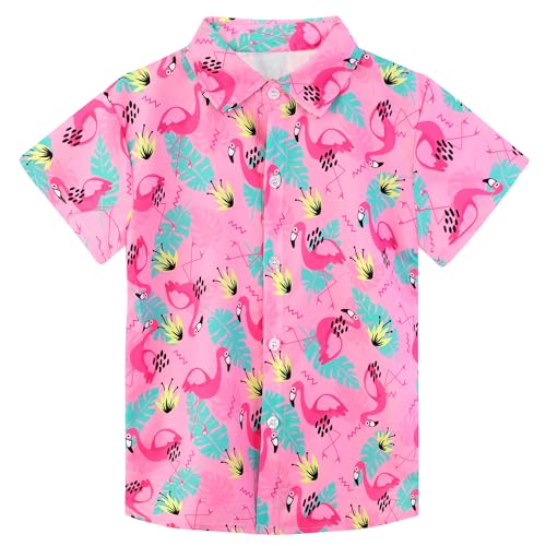 XiaoMoSha Hawaiian Shirts for Boys Button Down Shirt Short Sleeve Shirts Girls Hawaiian Shirt Summer Beach Tops for Kids
