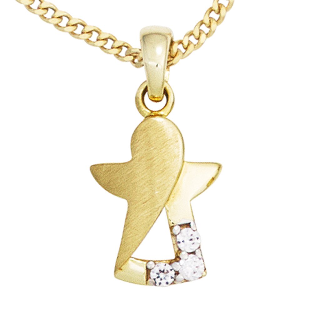 Jobo Kinder-Anhänger Schutzengel aus 8 Karat 333 Gold mit Zirkonia