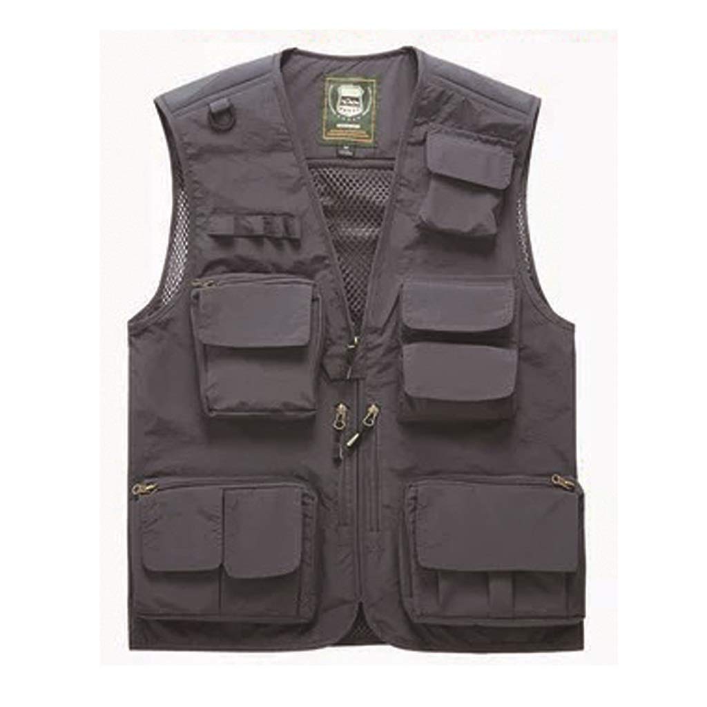 JSY Chaleco De Los Hombres Primavera Y Otoño Chaleco Multibolsillo Exterior Chaleco De Pesca De Fotografía Chaleco De Malla De Hombro De Hombre Chaleco (Color : Army Green, Size : M