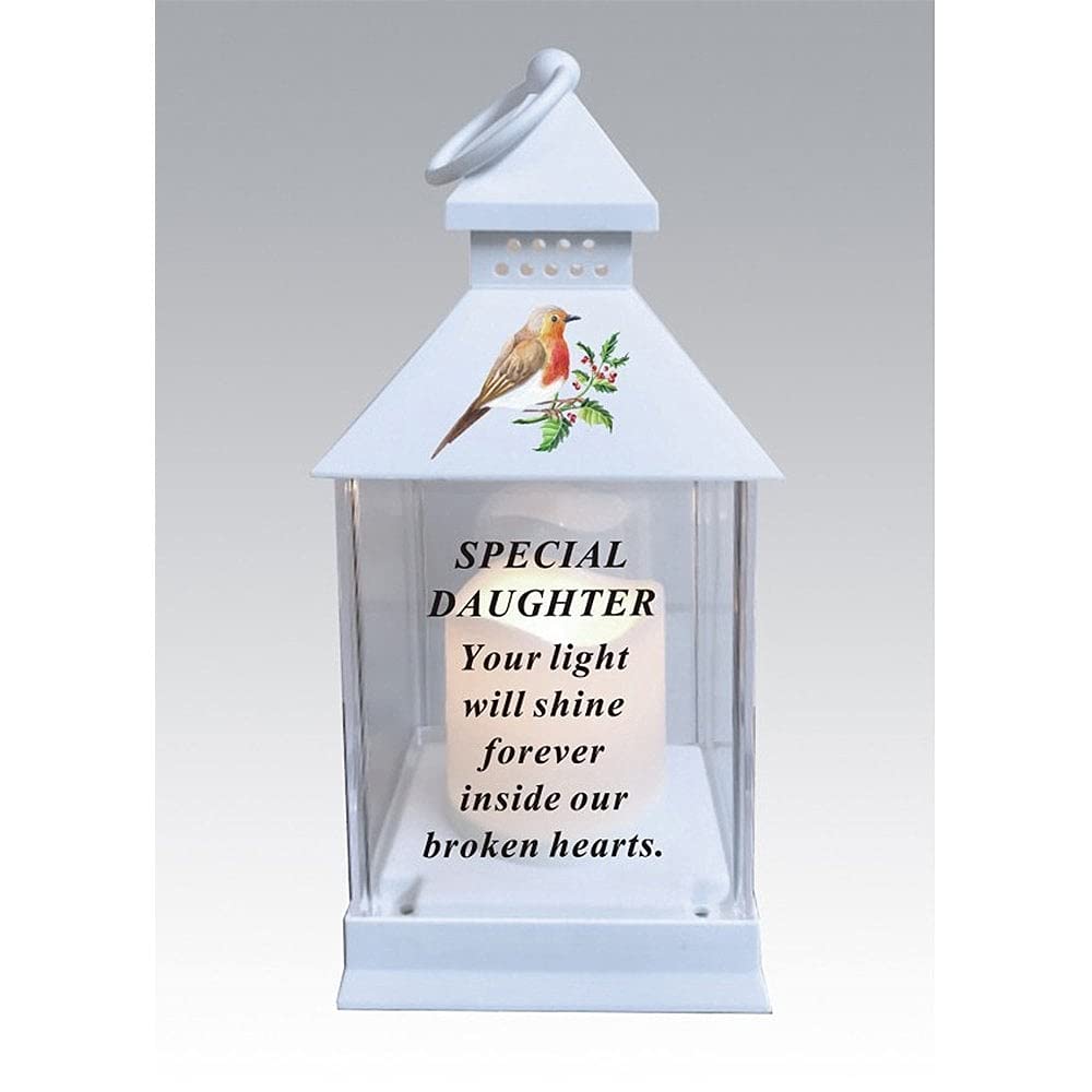 David Fischhoff Daughter Waterproof Robin Memorial Graveside Lantern With Led Candle (Daughter)