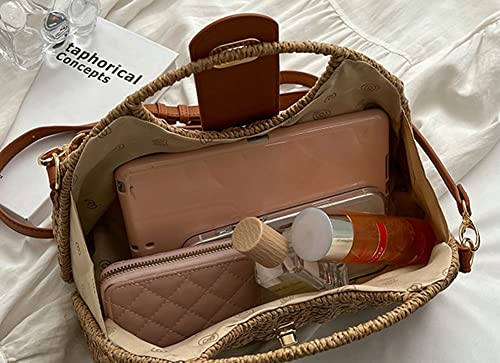 Bolso de paja para mujer bolso tote y clutch tejido miniatura 5