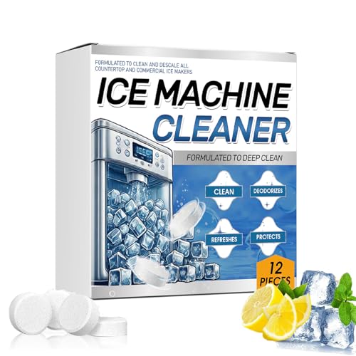 F FENG PEI Ice Machine Cleaner Maker Descaler - Compatible with Opal, Frigidaire, GE Profile, Kitchenaid, Nickel Safe Scale Remover for Countertop Nugget Ice Makers - 12 Tablets