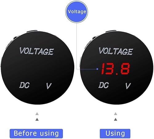 Miniatura 4 de ZYTC Mini voltímetro impermeable con pantalla digital LED, medidor de voltaje DC 12V-24V universal para cochemotocicletacamión (verde)