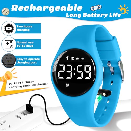Image of Kids Watches for Girls Boys Digital Sport Watch with Step Counter Pedometer Vibration Alarm Clock, No App Waterproof Fitness Tracker Kids Watch Boys Girls Teens Students Ages 5-16