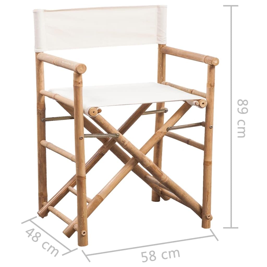 Solivagant Klappbarer Regiestuhl 2 STK. Bambus und Canvas, Möbel,Gartenmöbel,Gartensitzmöbel,Gartenstühle, 10.8 kg-41895