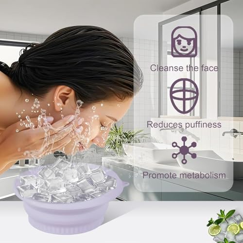 Image of Ice Cube Molds with Lid,Big Silicone Ice Cube Tray for Whiskey,2Inch Square Ice Cube Tray,Easy-Release Ice Mold,Giant Ice Cubes for Bourbon Cocktail (1, Purple Bowl)