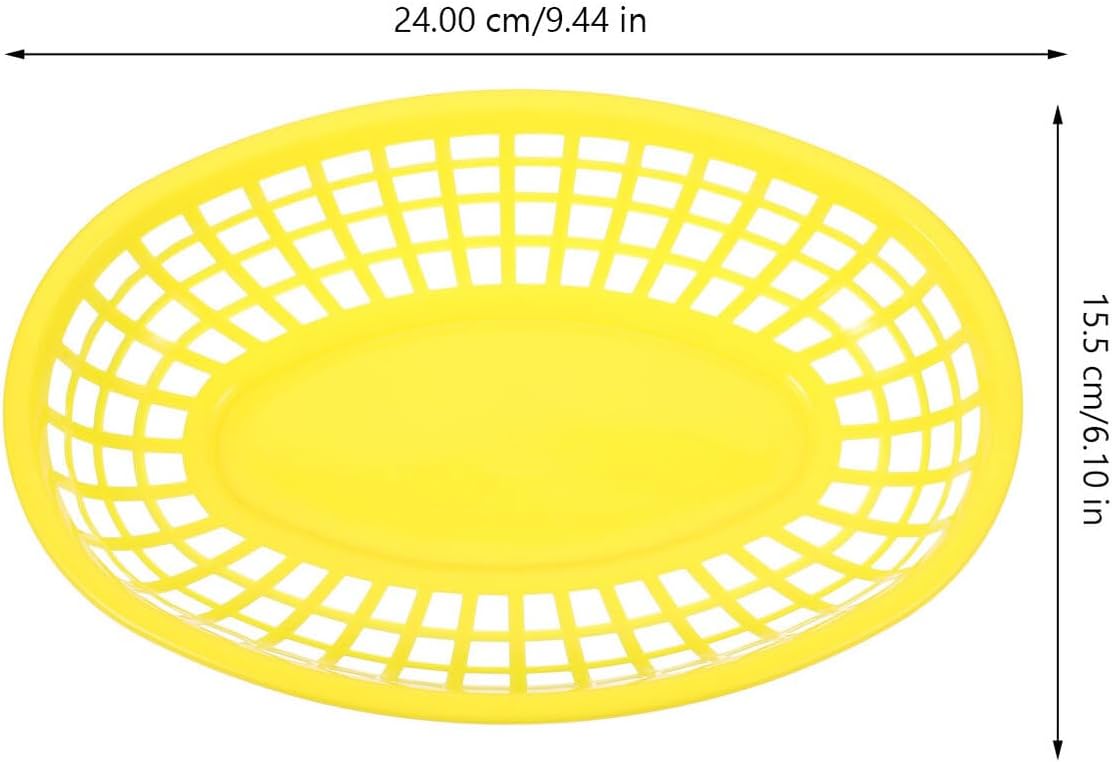 6pcs Yellow Oval Plastic Portable Bread and Snack Basket Set image 2