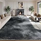 ST. BRIDGE Washable 6x9 Grey Area Rug for Living Room Bedroom, Soft Low Pile Non-Slip Stain Resistant Carpet, Modern Abstract Vintage Artistic Indoor Large Rug for Dining Room Kids Playroom Office