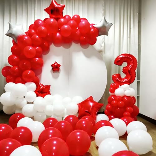 Image of Lukiituke Red and White Balloons, 57Pcs 12in White and Red Latex Balloons