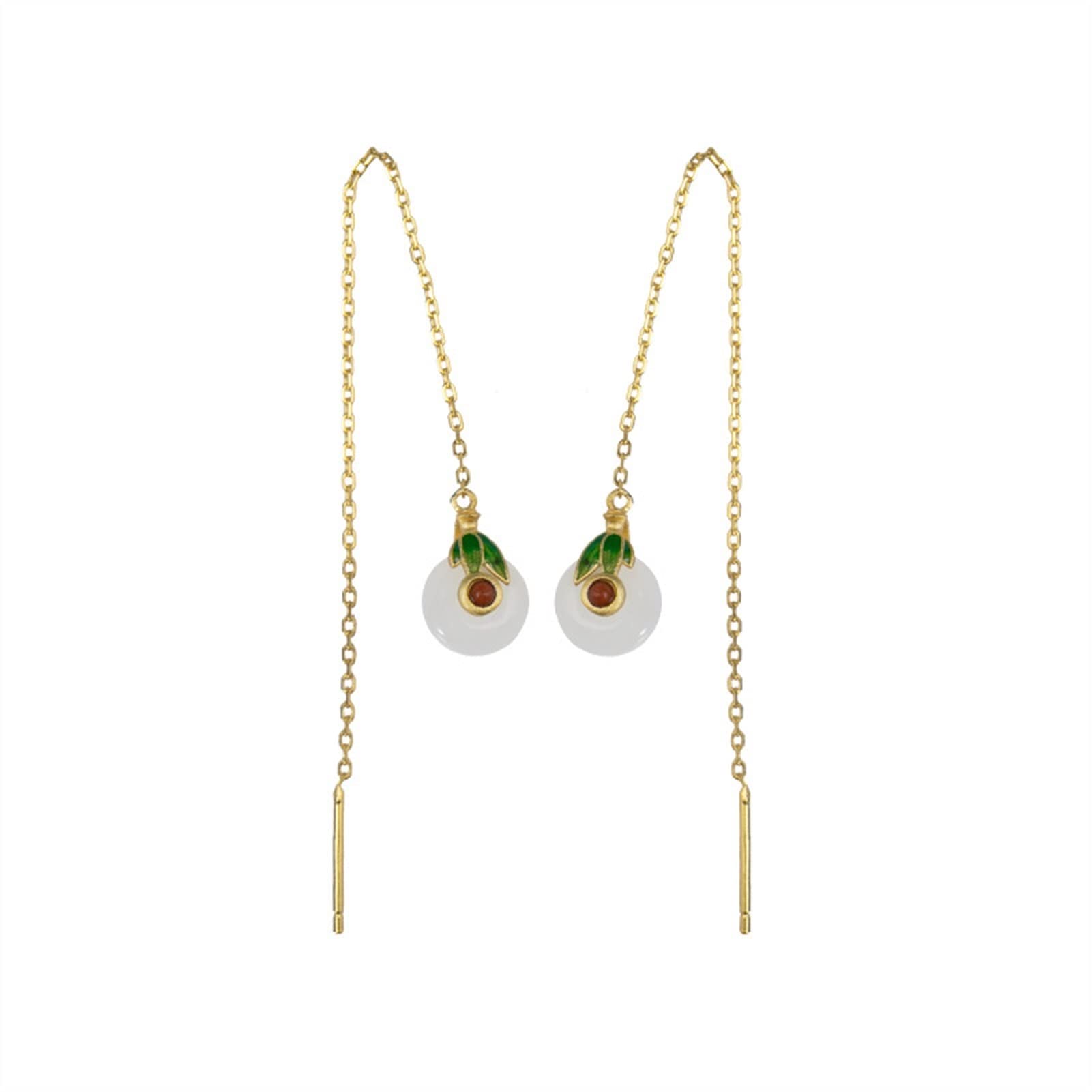 Orecchini in argento S925 placcato oro con ciondolo in giada Hetian Hetian, set di braccialetti, per fidanzata, regalo
