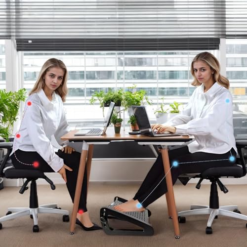 Foot Rest for Under Desk at Work, Ergonomic 6 Heights Adjustable Footrest with Massage Roller, Portable Under Desk Foot Stool for Home,Office, Black - Image 5