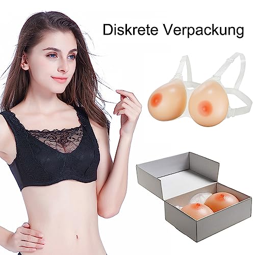 FESVINA Strap on Silikon Brust Formt Fake Boobs für Crossdresser Transgender Cosplay Mastektomie A Cup 500g/Paar
