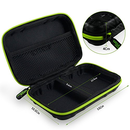 Image of Gizga Essentials Hard Drive Case Shell, 6.35cm /2.5-inch, Portable Storage Organizer Bag for Earphone USB Cable Power Bank Mobile Charger Digital Gadget Hard Disk, Water Resistance Material,Blackgreen