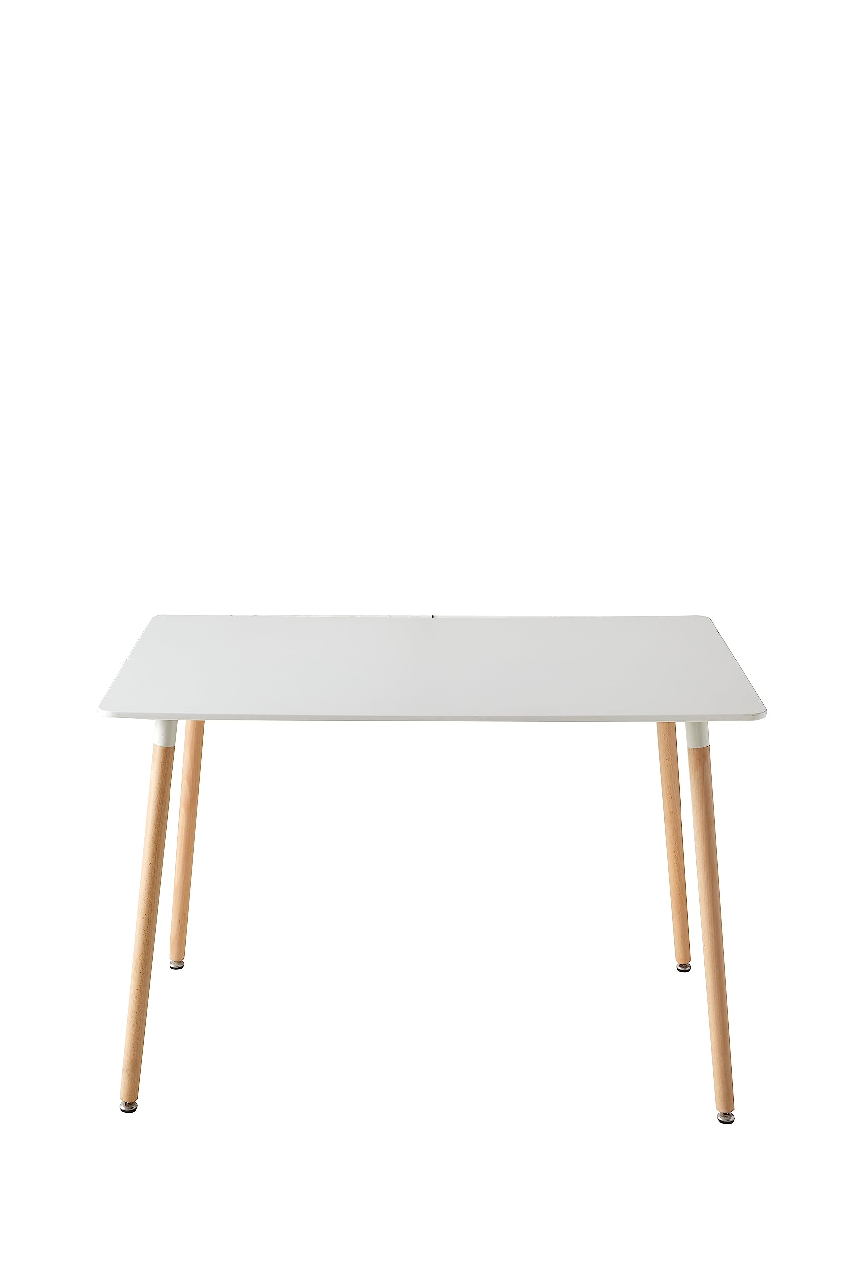 Tavolo da pranzo rettangolare moderno con piano bianco, robusta struttura in metallo e gambe in legno di faggio, per la sala da pranzo dell'ufficio, 110 x 70 x 74 cm
