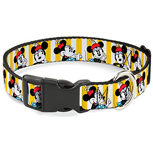 Buckle Down Minnie Mouse avec Chapeau Poses à Rayures Jaune/Blanc Plastique Clip Collier