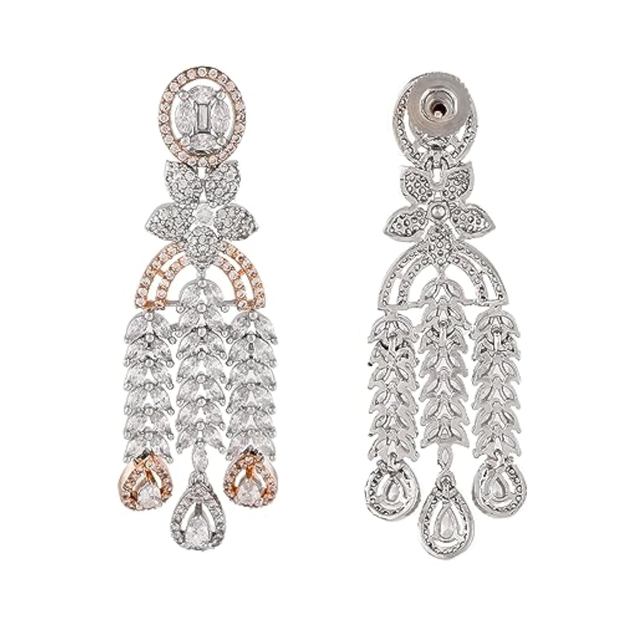 Sparkling Elegance CZ Two Tone Plated Dangler Earrings