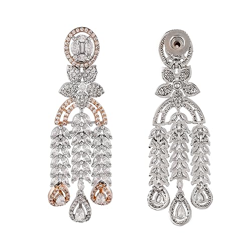 Sparkling Elegance CZ Two Tone Plated Dangler Earrings