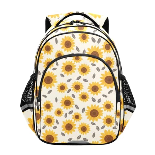 Backpacks for Kids Sunflower Beige Yellow Schoolbag Elementary School Backpack Students Bookbag