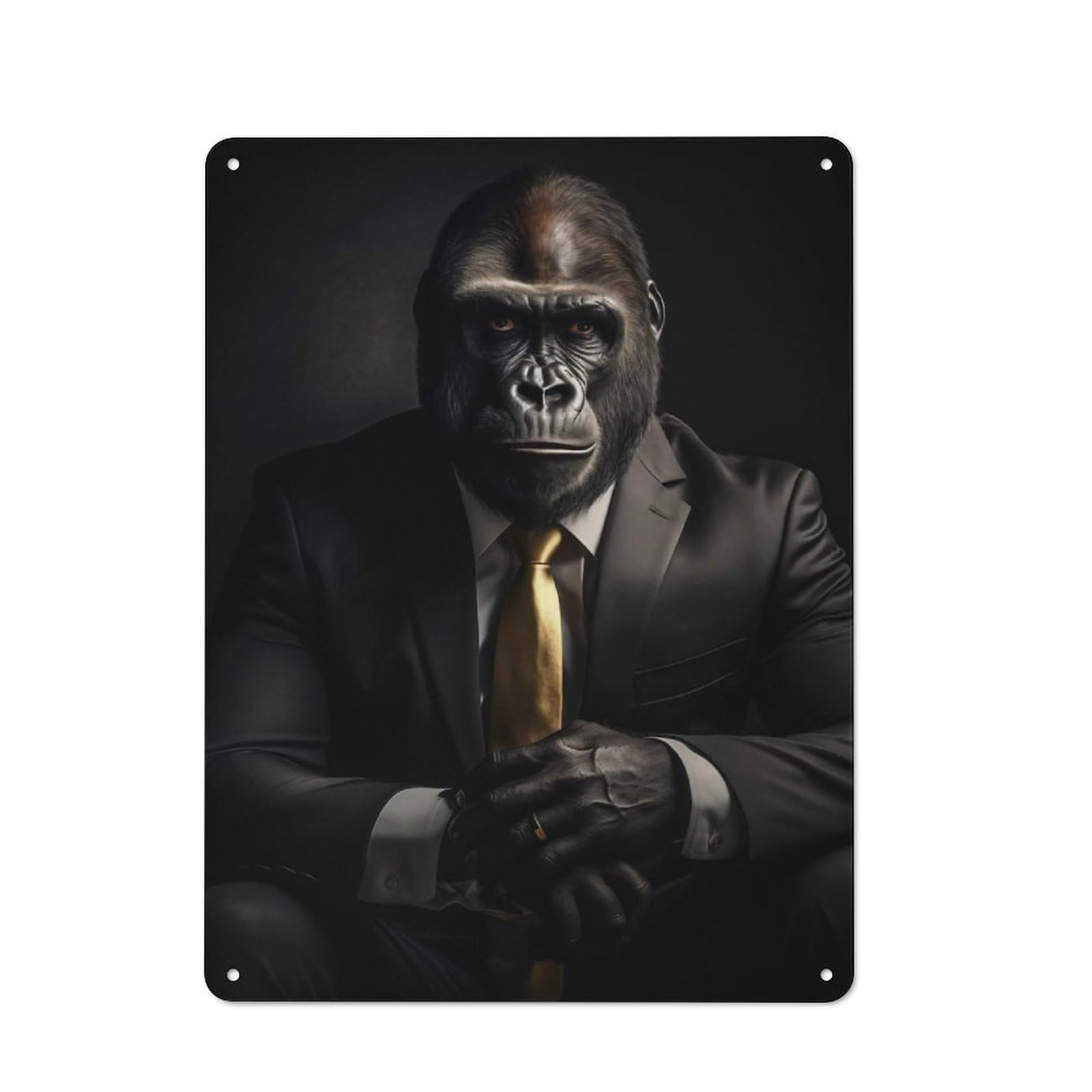 Junmoney Cool Gorilla Suit Tin Wall Plaque 40X30cm With For Workshop Wall, Suited To Workshop Decor Fans, For Retro Home Interiors