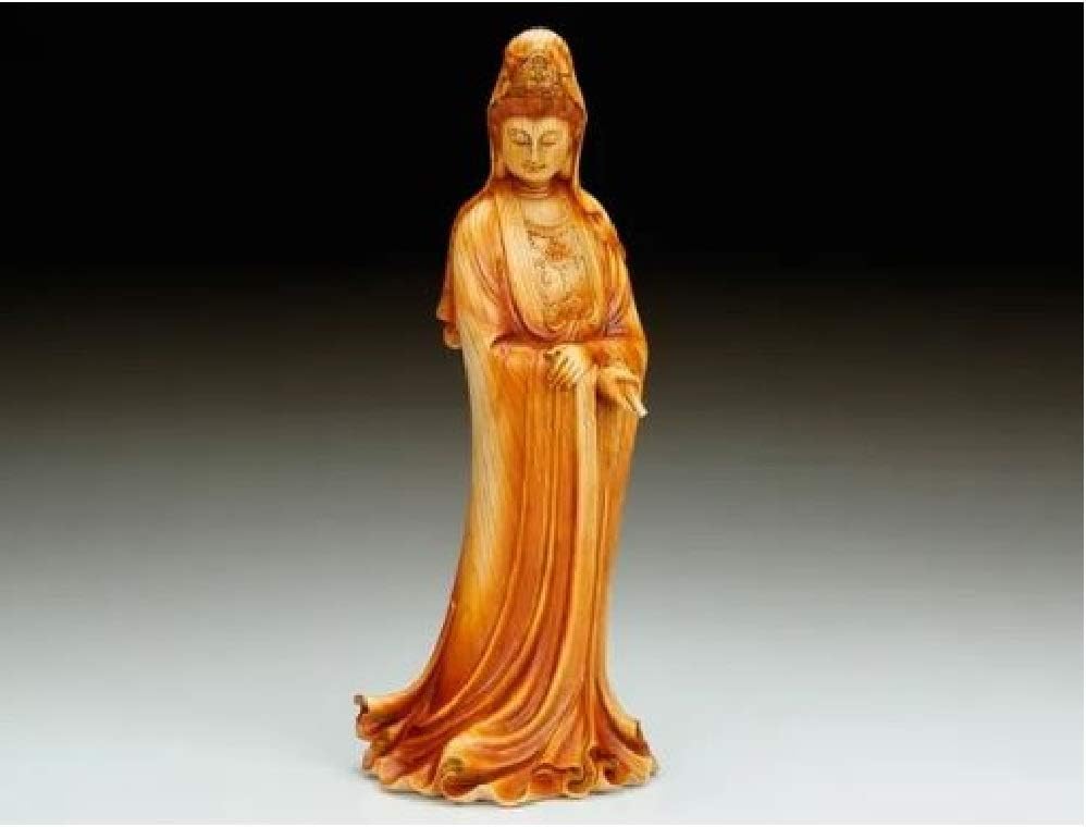 Goddess of Mercy Standing Wood Like Figurine New