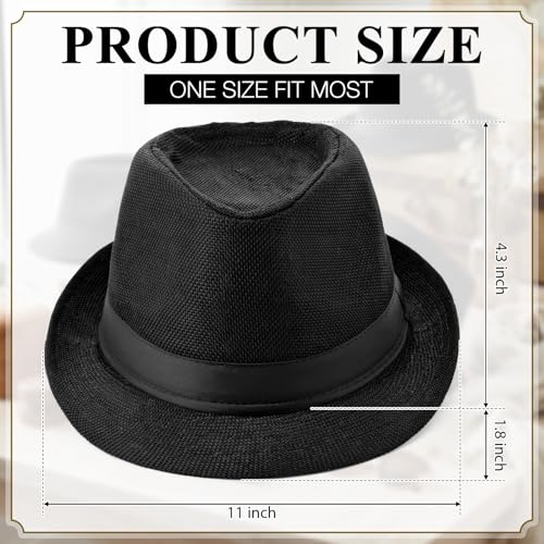 Image of JaGely 22 Pcs Straw Fedora Hats for Men Women Short Brim Panama Hats Bulk
