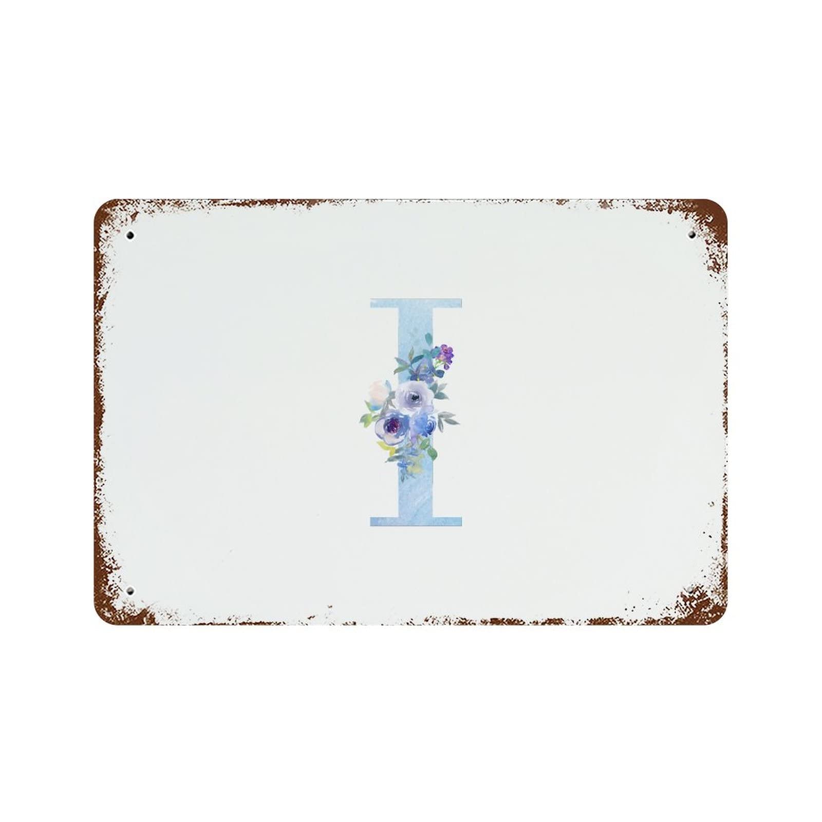 Panneau en aluminium monogramme floral retro 30x45 cm de decoration interieure et exterieure