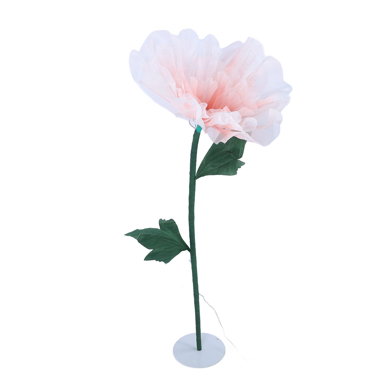 Grande Fleur Artificielle en Soie avec Lumière LED, Décoration de Pivoine Ouvrante pour Mariages et Fêtes, 60cm en Fer PVC