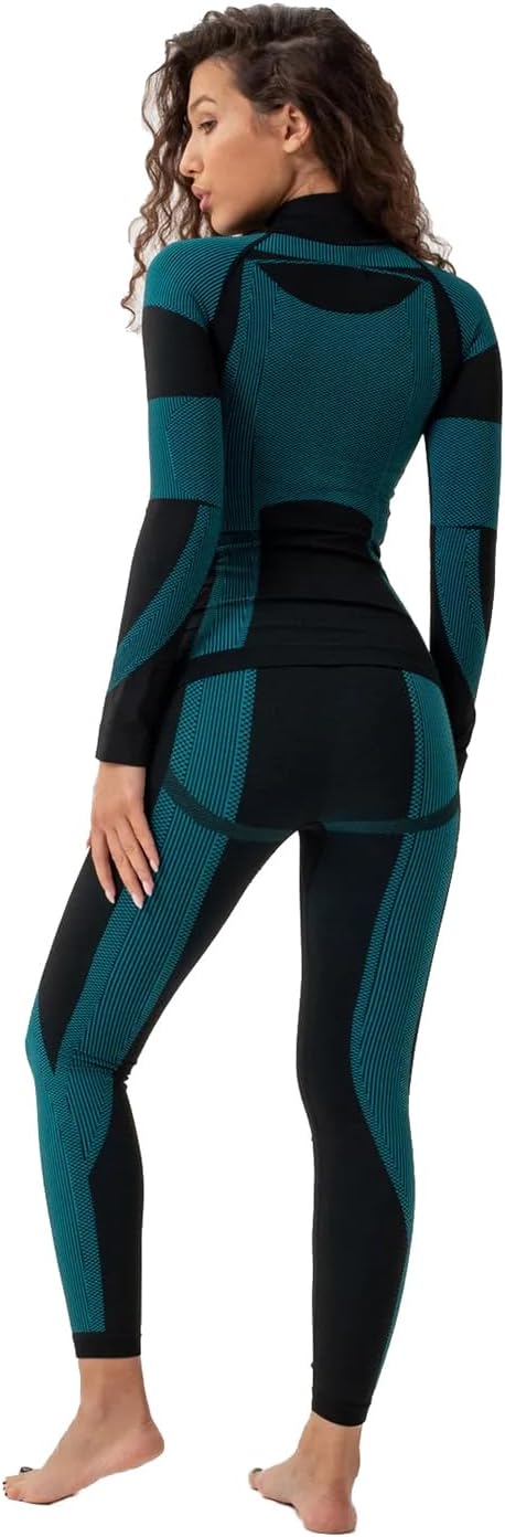 Inno Functional Wear Seamless Thermal Underwear for Women Pj Set Workout Ski Warm Base Layer Cold Weather Yoga Top Bottom