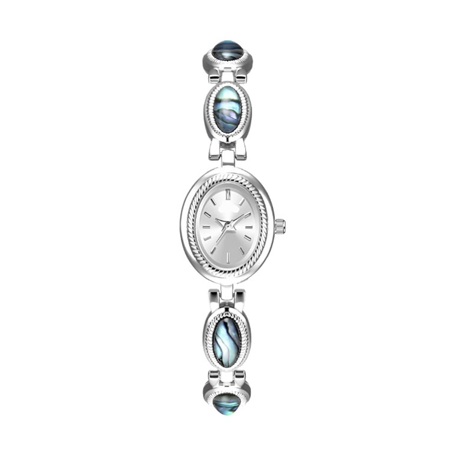 Ybnkkuxkn Unisex Silver Wrist Watch Watches For Women Luxury Vintage Bracelet Jade Oval Dial Fashion Dainty Waterproof Quartz Ladies Wrist Watch Wristwatch(Silver)