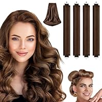 LOPHE 4 Stück Hitzefreie Lockenwickler, Overnight Blowout Locken Ohne Hitze, Hitzefreier Lockenstab für alle Haartypen,DIY Heatless Curls Band Frisurenset Für Langes (Kaffeefarbe)