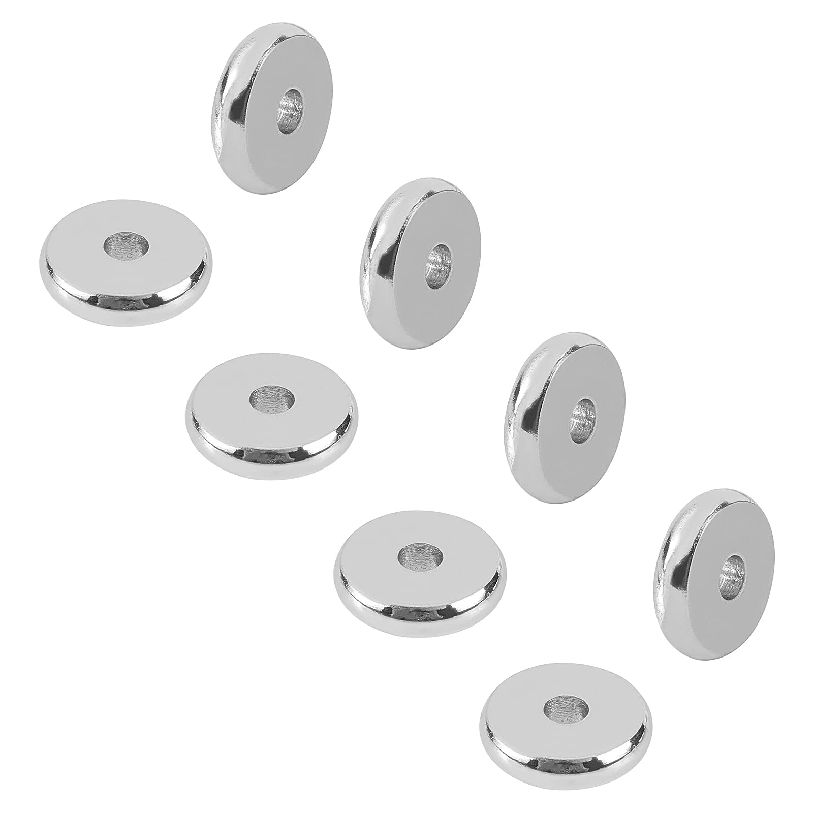 PH PandaHall 100pcs 8mm Stainless Steel Spacers Beads Flat Round Beads Loose Spacers Beads Charm Jewelry findings for Necklace Bracelet Earring Making DIY