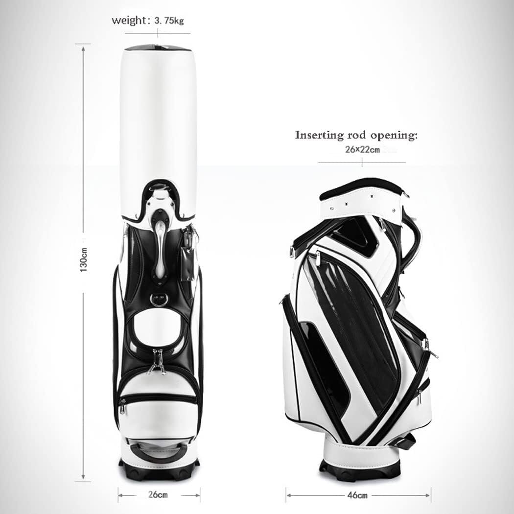 Golfschlägertasche for Herren, kristallwasserdichte Golf-Standtasche aus PU, leichte Golfschläger-Tragetaschen mit 5-Wege-Organizer-Unterteilung for die Driving Range