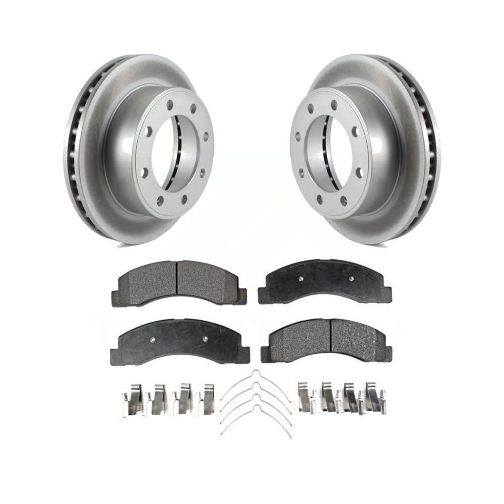 Transit Auto Front Coated Disc Brake Rotors And Semi-Metallic Pads Kit Replacement For Ford F-250 Super Duty F-350 Excursion KGF-100082