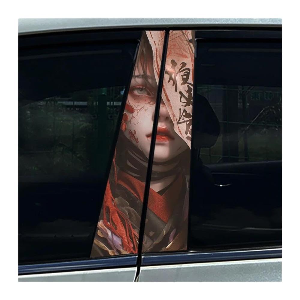 Body Parts 2PCS Car B Pillar Sticker Chinese Ancient Style Corpse Bride Waterproof Center Column Decals(H)