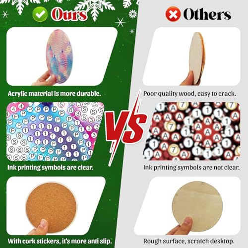 Image of ZTOTZ Diamond Art Coasters Kits with Holder,8pcs Christmas Snowman Diamond Painting Coasters,DIY Festival Diamond Art Coasters Craft for Adult Beginner for Christmas Holidays Gift(Elk Deer,Snowflake)